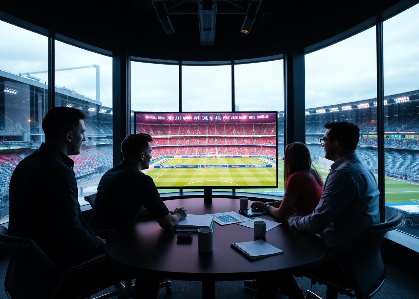 Sports management team planning a tournament programme